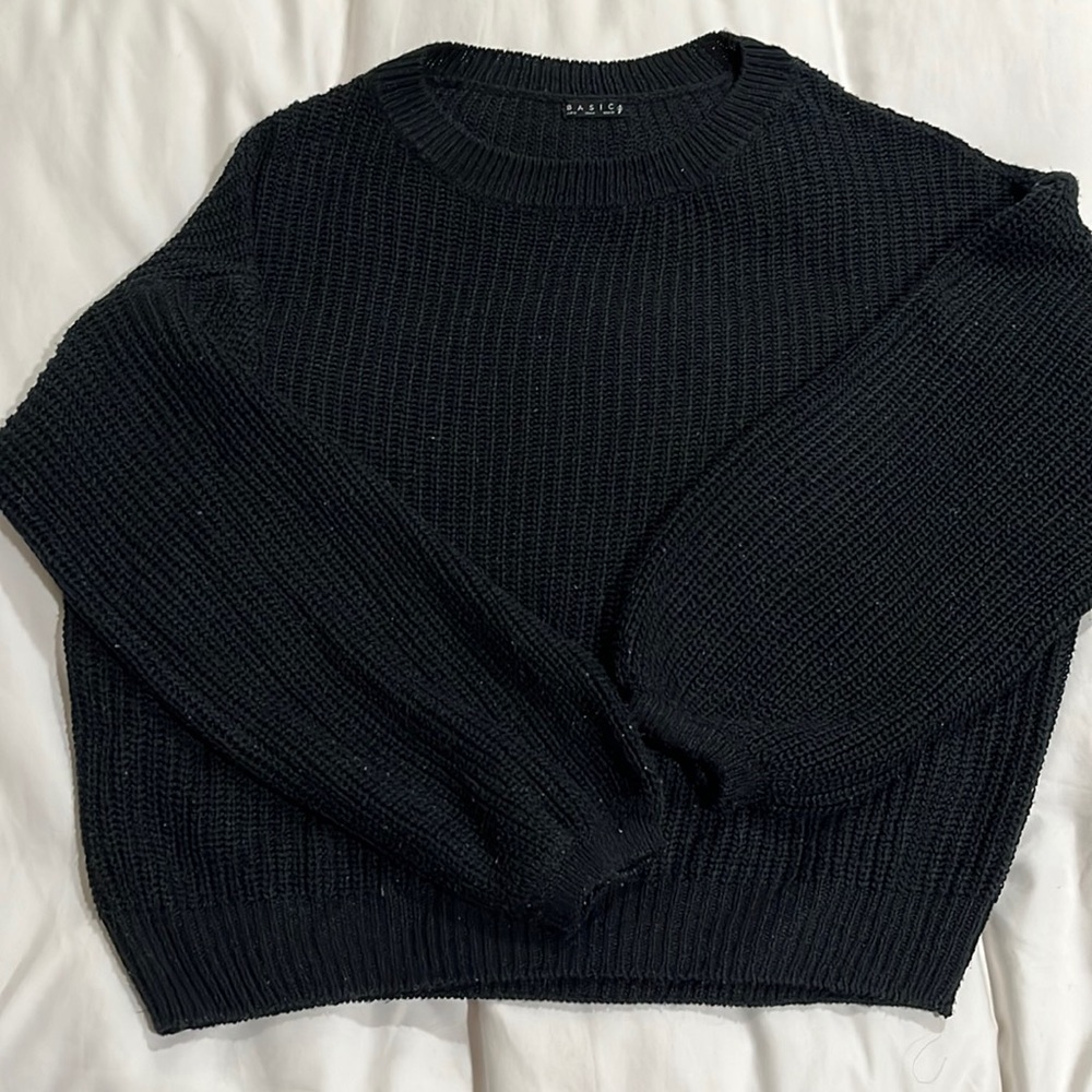 ASOS balloon sleeve black knitted sweater
